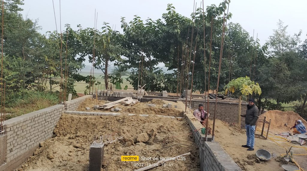 Photo depicting the work in progress on the Paanchajanya Centre as of 30/12/2022.