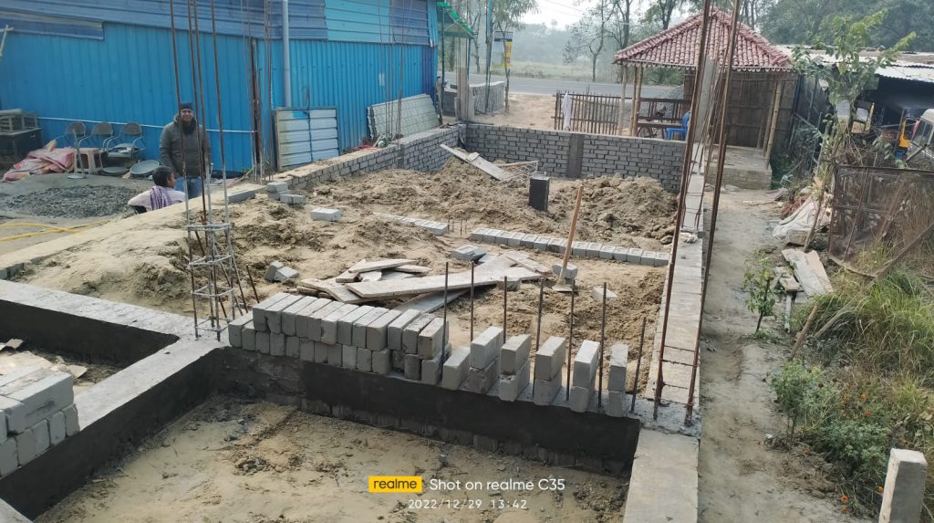 Photo depicting the work in progress on the Paanchajanya Centre as of 30/12/2022.